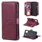 For LG K92 Multifunctional Magnetic Copper Buckle Horizontal Flip Solid Color Leather Case with 10 Card Slots & Wallet & Holder & Photo Frame(Wine Red) - 1