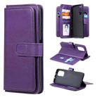 For Xiaomi Redmi K40 Multifunctional Magnetic Copper Buckle Horizontal Flip Solid Color Leather Case with 10 Card Slots & Wallet & Holder & Photo Frame(Purple) - 1