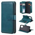 For Xiaomi Redmi Note 10 4G Multifunctional Magnetic Copper Buckle Horizontal Flip Solid Color Leather Case with 10 Card Slots & Wallet & Holder & Photo Frame(Dark Green) - 1