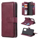 For Xiaomi Redmi Note 10 Pro Multifunctional Magnetic Copper Buckle Horizontal Flip Solid Color Leather Case with 10 Card Slots & Wallet & Holder & Photo Frame(Wine Red) - 1