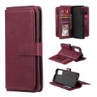 For Xiaomi Redmi Note 10 5G Multifunctional Magnetic Copper Buckle Horizontal Flip Solid Color Leather Case with 10 Card Slots & Wallet & Holder & Photo Frame(Wine Red) - 1