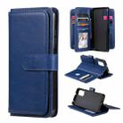 For Xiaomi Redmi Note 10 5G Multifunctional Magnetic Copper Buckle Horizontal Flip Solid Color Leather Case with 10 Card Slots & Wallet & Holder & Photo Frame(Dark Blue) - 1