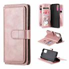 For Xiaomi Redmi Note 10 5G Multifunctional Magnetic Copper Buckle Horizontal Flip Solid Color Leather Case with 10 Card Slots & Wallet & Holder & Photo Frame(Rose Gold) - 1