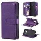 For Huawei Y9a Multifunctional Magnetic Copper Buckle Horizontal Flip Solid Color Leather Case with 10 Card Slots & Wallet & Holder & Photo Frame(Purple) - 1