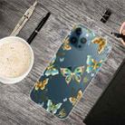 For iPhone 13 Pro Painted Pattern High Transparent TPU Protective Case (Golden Butterflies) - 1