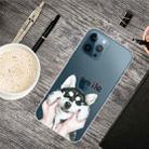 For iPhone 13 Pro Max Painted Pattern High Transparent TPU Protective Case (Pinch Face Dog) - 1