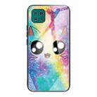 For Samsung Galaxy A22 5G Colorful Painted Glass Shockproof Protective Case(Big Eyes Animal) - 1