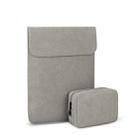 PU02 Ultra-thin Notebook Liner Bag with Small Bag, Size:14.1-15.4 inch(Light Grey) - 1