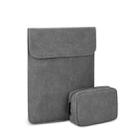 PU02 Ultra-thin Notebook Liner Bag with Small Bag, Size:14.1-15.4 inch(Dark Grey) - 1