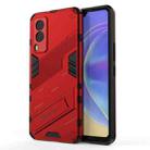 For vivo V21e 5G Punk Armor 2 in 1 PC + TPU Shockproof Case with Invisible Holder(Red) - 1