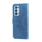 For OPPO Reno6 5G 7-petal Flowers Embossing Pattern Horizontal Flip PU Leather Case with Holder & Card Slots & Wallet & Photo Frame(Blue) - 3