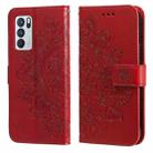 For OPPO Reno 6 Pro 5G 7-petal Flowers Embossing Pattern Horizontal Flip PU Leather Case with Holder & Card Slots & Wallet & Photo Frame(Red) - 1