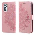 For OPPO Reno 6 Pro 5G 7-petal Flowers Embossing Pattern Horizontal Flip PU Leather Case with Holder & Card Slots & Wallet & Photo Frame(Rose Gold) - 1