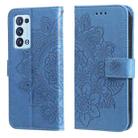 For OPPO Reno 6 Pro+ 5G 7-petal Flowers Embossing Pattern Horizontal Flip PU Leather Case with Holder & Card Slots & Wallet & Photo Frame(Blue) - 1