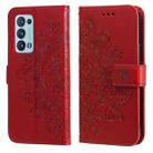 For OPPO Reno 6 Pro+ 5G 7-petal Flowers Embossing Pattern Horizontal Flip PU Leather Case with Holder & Card Slots & Wallet & Photo Frame(Red) - 1