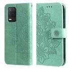 For OPPO Realme 8 5G 7-petal Flowers Embossing Pattern Horizontal Flip PU Leather Case with Holder & Card Slots & Wallet & Photo Frame(Green) - 1