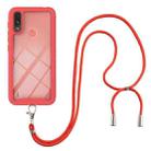 For Motorola Moto E7 Power Starry Sky Solid Color Series Shockproof PC + TPU Protective Case with Neck Strap(Red) - 1