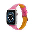 Crocodile Texture Leather Watch Band For Apple Watch Ultra 49mm / Series 8&7 45mm / SE 2&6&SE&5&4 44mm / 3&2&1 42mm(Rose Red) - 1