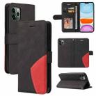 For iPhone 11 Pro Dual-color Splicing Horizontal Flip PU Leather Case with Holder & Card Slots & Wallet (Black) - 1