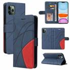 For iPhone 11 Pro Dual-color Splicing Horizontal Flip PU Leather Case with Holder & Card Slots & Wallet (Blue) - 1