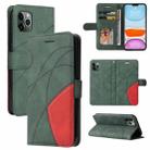 For iPhone 11 Pro Dual-color Splicing Horizontal Flip PU Leather Case with Holder & Card Slots & Wallet (Green) - 1