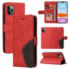 For iPhone 11 Pro Dual-color Splicing Horizontal Flip PU Leather Case with Holder & Card Slots & Wallet (Red) - 1