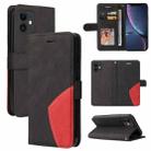For iPhone 11 Dual-color Splicing Horizontal Flip PU Leather Case with Holder & Card Slots & Wallet (Black) - 1