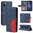 For iPhone 11 Pro Max Dual-color Splicing Horizontal Flip PU Leather Case with Holder & Card Slots & Wallet (Blue) - 1