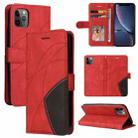 For iPhone 11 Pro Max Dual-color Splicing Horizontal Flip PU Leather Case with Holder & Card Slots & Wallet (Red) - 1