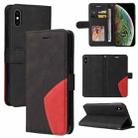 For iPhone XS Max Dual-color Splicing Horizontal Flip PU Leather Case with Holder & Card Slots & Wallet(Black) - 1