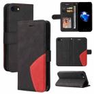 For iPhone SE 2022 / SE 2020 / 8 / 7 Dual-color Splicing Horizontal Flip PU Leather Case with Holder & Card Slots & Wallet(Black) - 1