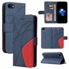 For iPhone SE 2022 / SE 2020 / 8 / 7 Dual-color Splicing Horizontal Flip PU Leather Case with Holder & Card Slots & Wallet(Blue) - 1