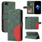 For iPhone SE 2022 / SE 2020 / 8 / 7 Dual-color Splicing Horizontal Flip PU Leather Case with Holder & Card Slots & Wallet(Green) - 1