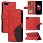 Dual-color Splicing Horizontal Flip PU Leather Case with Holder & Card Slots & Wallet For iPhone 8 Plus / 7 Plus(Red) - 1