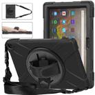 For Amazon Kindle Fire HD 10 2021 Silicone + PC Protective Case with Holder & Shoulder Strap(Black) - 1