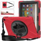 For Amazon Kindle Fire HD 10 2021 Silicone + PC Protective Case with Holder & Shoulder Strap(Red) - 1