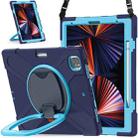 For iPad Pro 12.9 2022 / 2021 Silicone + PC Protective Tablet Case with Holder & Shoulder Strap(Navy Blue + Blue) - 1