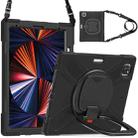 For iPad Pro 12.9 2022 / 2021 Silicone + PC Protective Tablet Case with Holder & Shoulder Strap(Black+Black) - 3