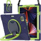 For iPad Pro 12.9 2022 / 2021 Silicone + PC Protective Tablet Case with Holder & Shoulder Strap(Navy Blue + Lime) - 2