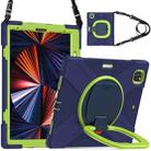 For iPad Pro 12.9 2022 / 2021 Silicone + PC Protective Tablet Case with Holder & Shoulder Strap(Navy Blue + Lime) - 3