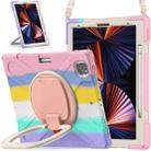 For iPad Pro 12.9 2022 / 2021 Silicone + PC Protective Tablet Case with Holder & Shoulder Strap(Colorful Pink) - 1