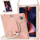 For iPad Pro 12.9 2022 / 2021 Silicone + PC Protective Tablet Case with Holder & Shoulder Strap(Rose Gold) - 1