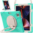 For iPad Pro 12.9 2022 / 2021 Silicone + PC Protective Tablet Case with Holder & Shoulder Strap(Mint Green) - 1