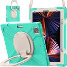 For iPad Pro 12.9 2022 / 2021 Silicone + PC Protective Tablet Case with Holder & Shoulder Strap(Mint Green) - 2