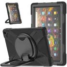 Silicone + PC Protective Case with Holder & Shoulder Strap For Amazon Kindle Fire HD 10 2021(Black+Black) - 1