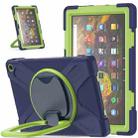 Silicone + PC Protective Case with Holder & Shoulder Strap For Amazon Kindle Fire HD 10 2021(Navy Blue + Lime) - 1