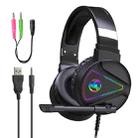 HXSJ F16 3.5mm + USB Port RGB Light Stereo Gaming Headset with Microphone(Black) - 1