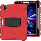 For iPad Pro 11 2022 / 2021 / 2020 / 2018 3-Layer Protection Screen Frame + PC + Silicone Shockproof Combination Tablet Case with Holder(Red+Black) - 2