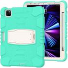 3-Layer Protection Screen Frame + PC + Silicone Shockproof Combination Tablet Case with Holder For iPad Pro 11 2021 / 2020 / 2018(Mint Green) - 2