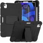 3-Layer PC + Silicone Shockproof Tablet Case with Holder For iPad Air 2020 / 2022 10.9 / Pro 11 2022 / 2021 / 2020 / 2018(Black+Black) - 1